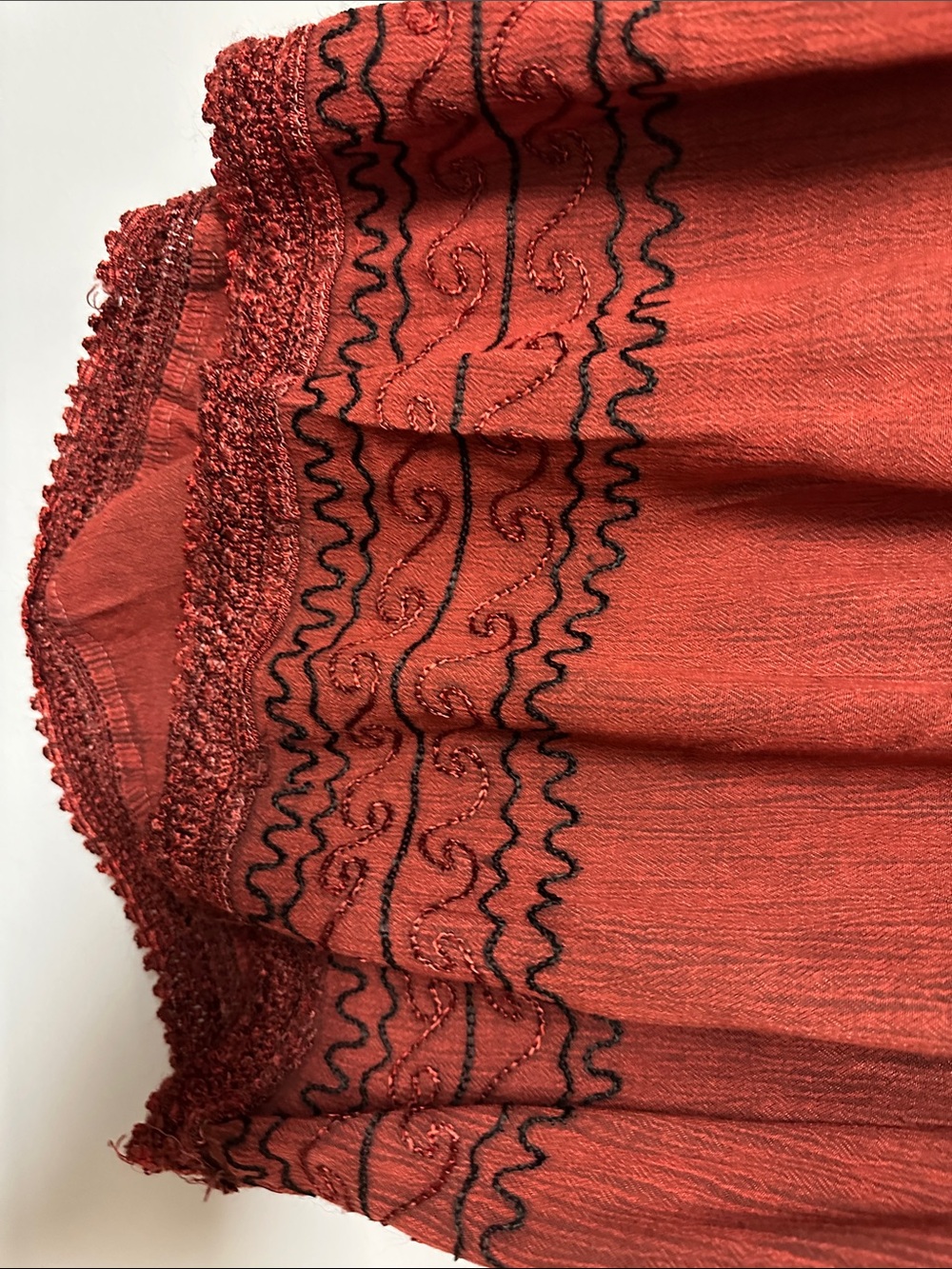 Soft Rust  Embordered Peasant Blouse, Long Sleeve M/L - Picture 4 of 6